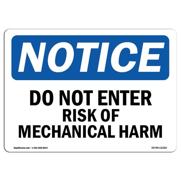 Signmission OSHA Notice Sign, 18" Height, 24" Width, Do Not Enter Risk Of Mechanical Harm Sign, Landscape OS-NS-D-1824-L-11210